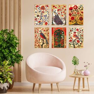 Set of Six Wall Paintings for Wall Dacoration Golden Framed Wall Paintings for Living Room & Bedroom Wall Art for Home Decoration & Office Wall Décor (13x10 inch CH-GD6-9)